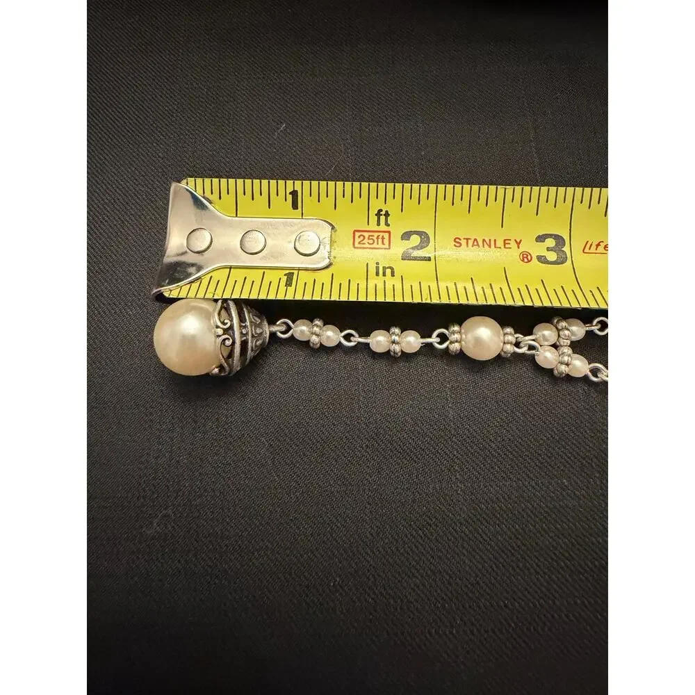 Glam Premier Designs Necklace Set in SilverTone with Pearls dangle earrings - Picture 8 of 9